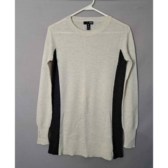 Aqua cashmere womens small sweater gray cream gray light cashmere color block - Picture 3 of 7